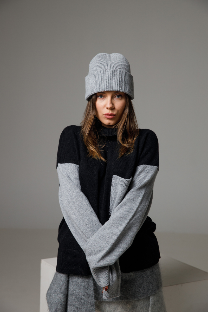 Grey melange - Cashmere – merino wool beanie
