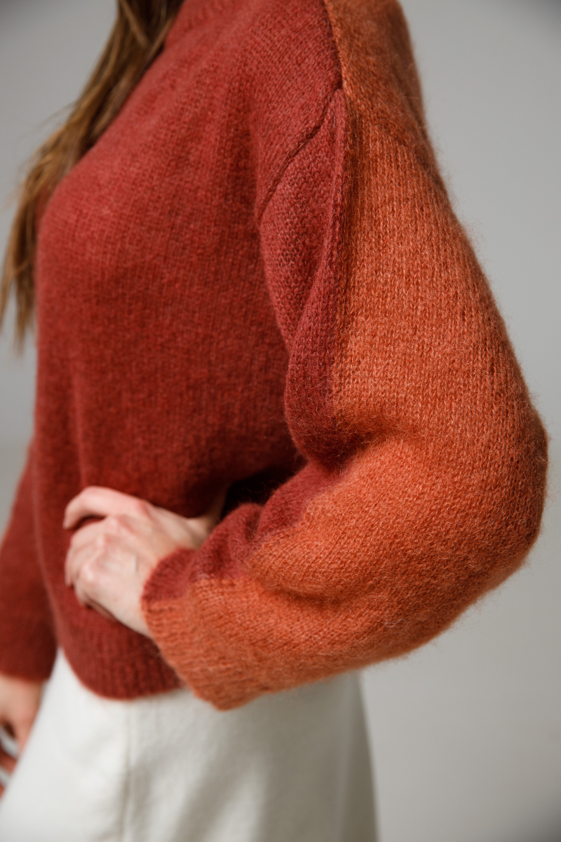 Christmas red / Autumn red - Reversible superkid mohair sweater