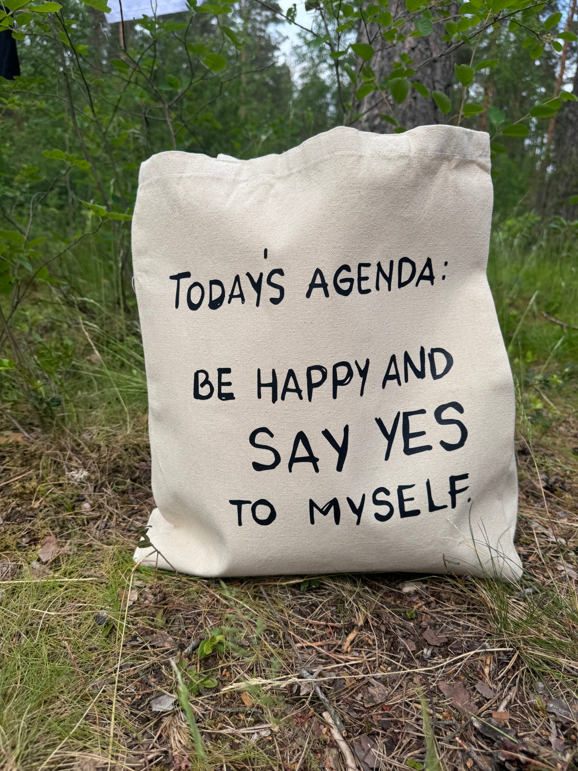 Eco-Friendly Tote Bag "TODAY'S AGENDA: BE HAPPY AND SAY YES TO MYSELF"