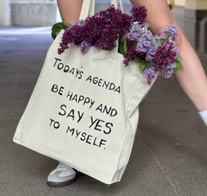 Eco-Friendly Tote Bag "TODAY'S AGENDA BE HAPPY AND SAY YES TO MYSELF."