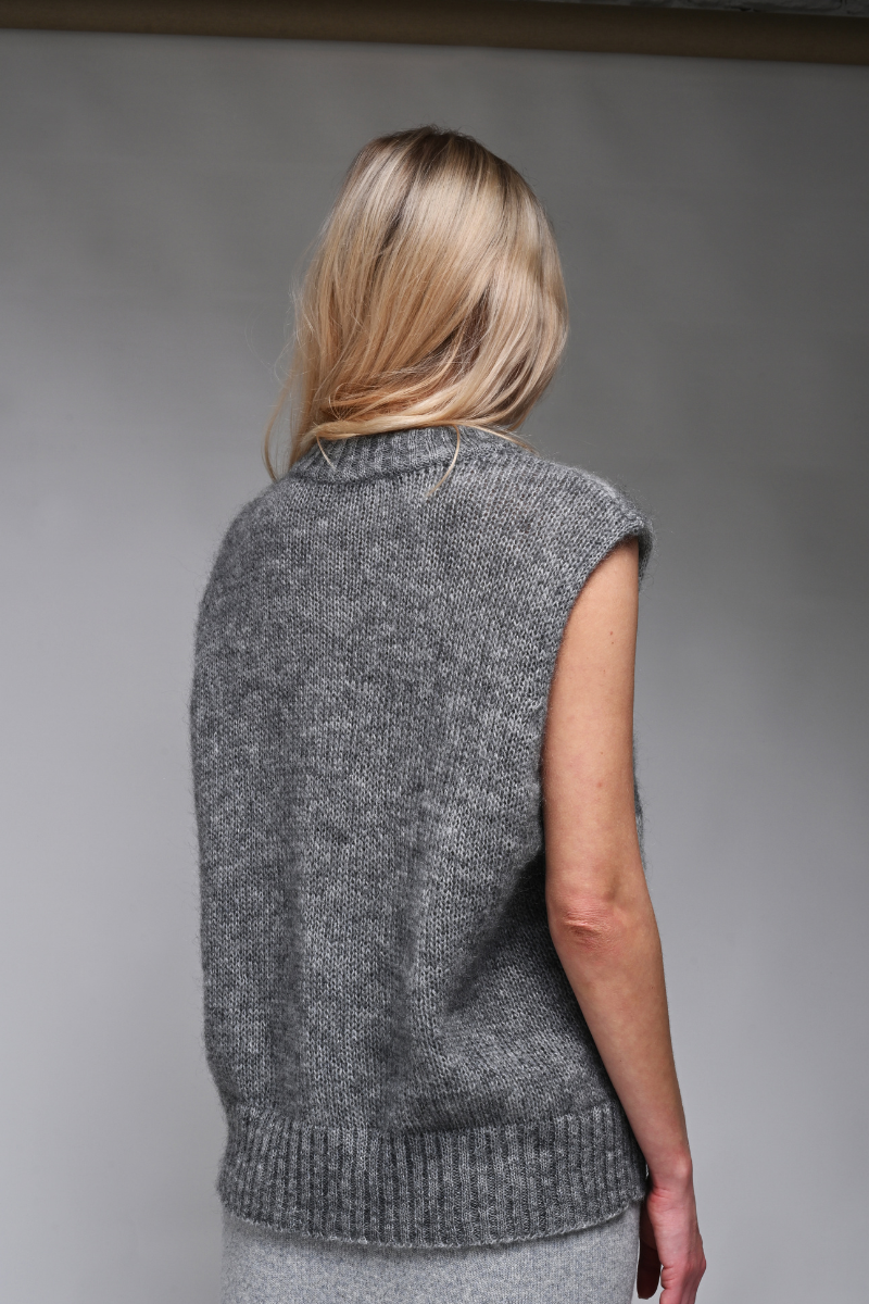 Light Gray - with Dark Accents Kid mohair vest